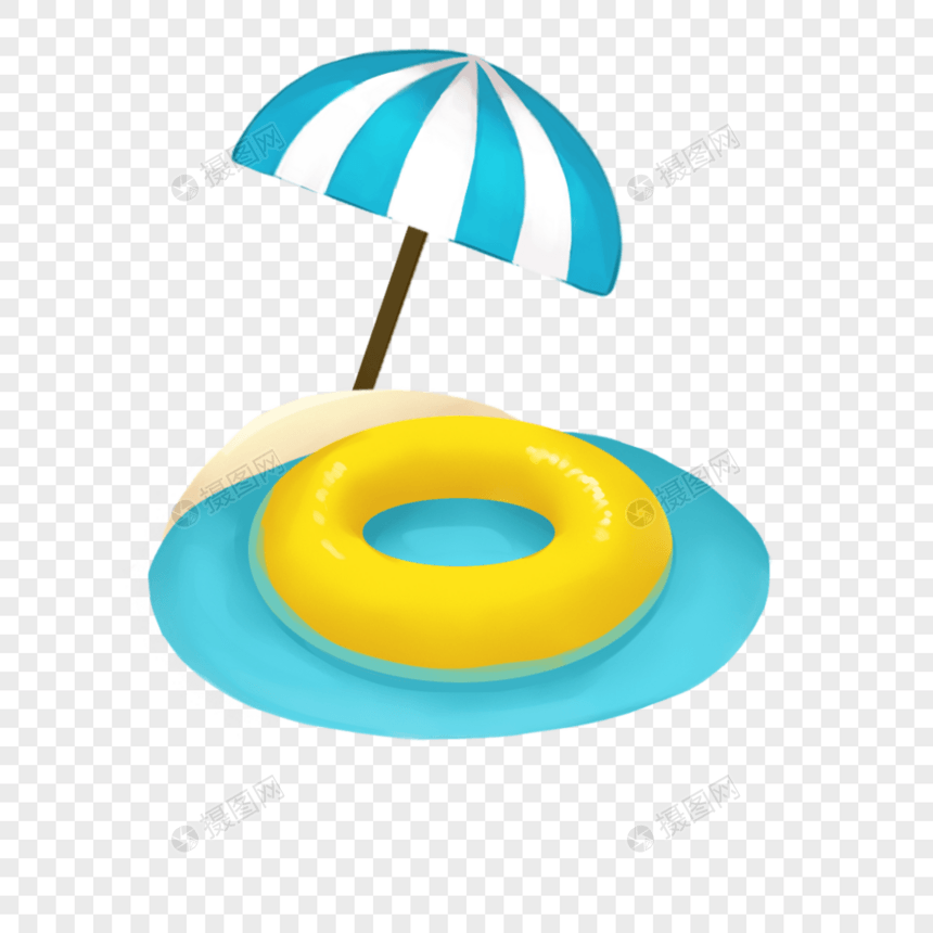 夏日的游泳圈和太阳伞图片