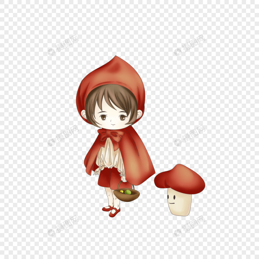 红帽子女孩蘑菇图片