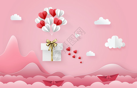 红色的云素材创意礼物场景设计图片