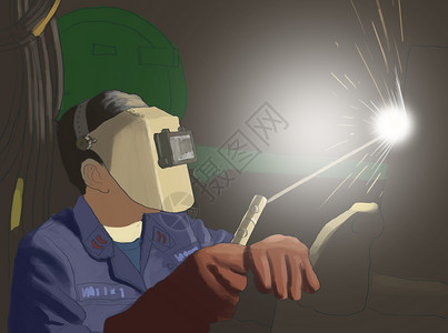 电焊切割劳动者插画