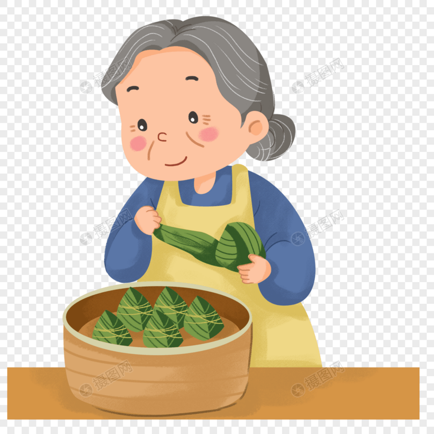 端午节包粽子的老奶奶图片