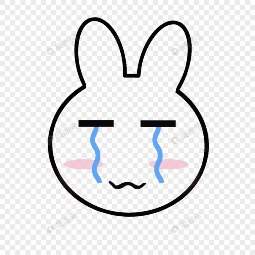 一只伤心哭泣的卡通兔子图片