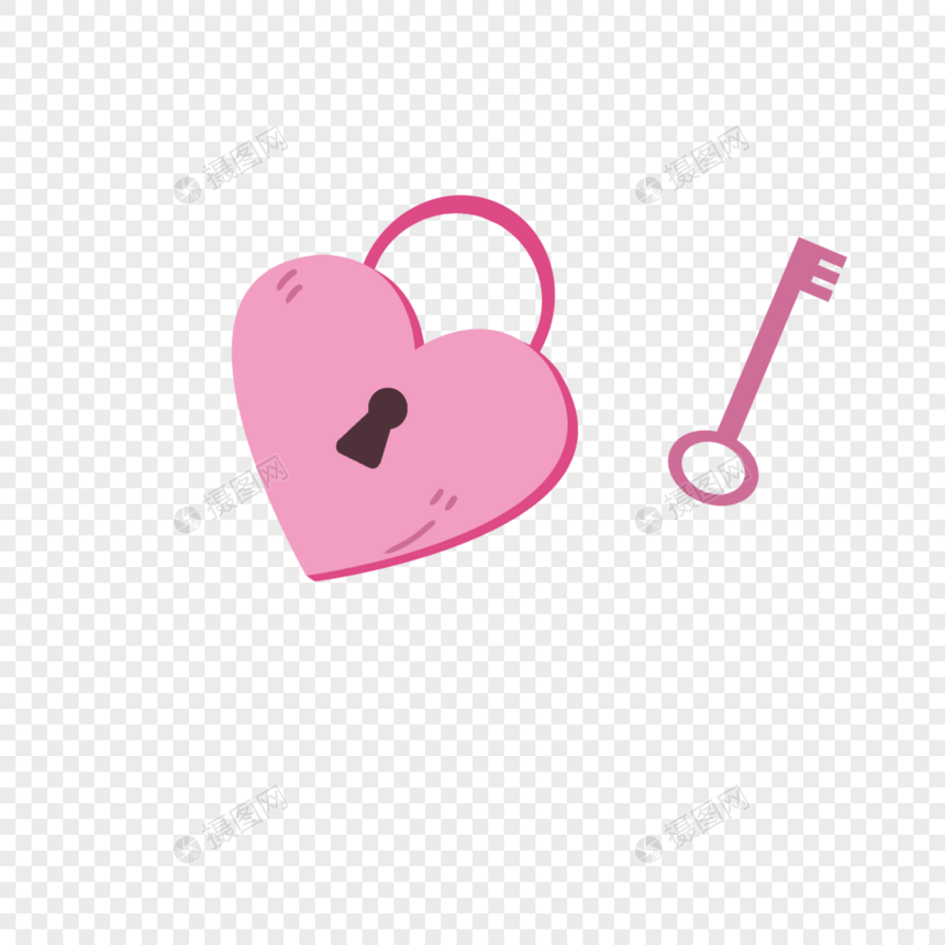 浪漫情人节爱心锁和钥匙图片