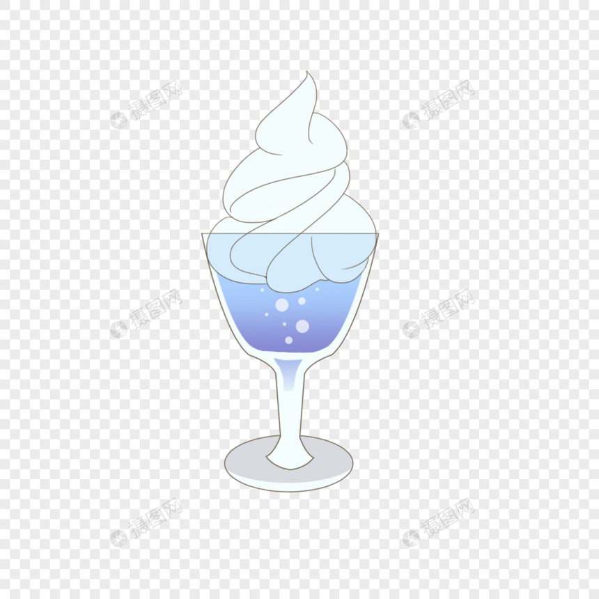 手绘卡通夏天气泡冰淇淋冷饮图片