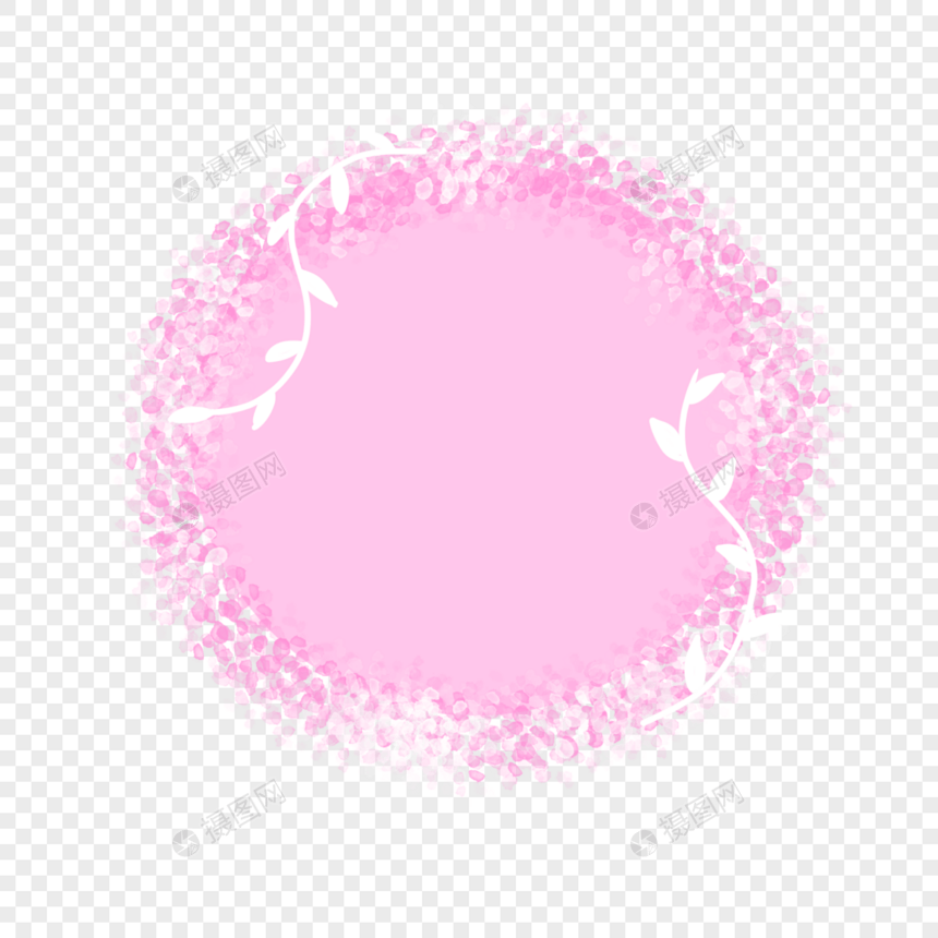 粉色树叶简约圆圈手绘边框背景图片