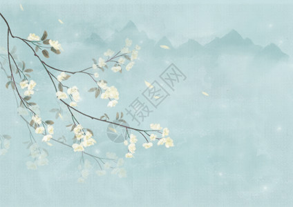 古风横屏素材水彩唯美花卉背景gif高清图片