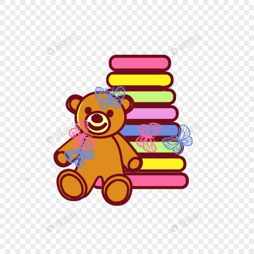 可爱小熊玩偶和彩色积木图片