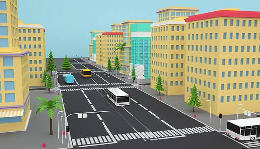 卡通街景城市模型空间设计图片