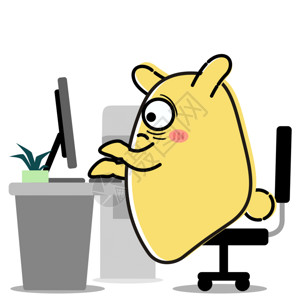 商务黄色工作证摄小兔卡通形象配图GIF高清图片