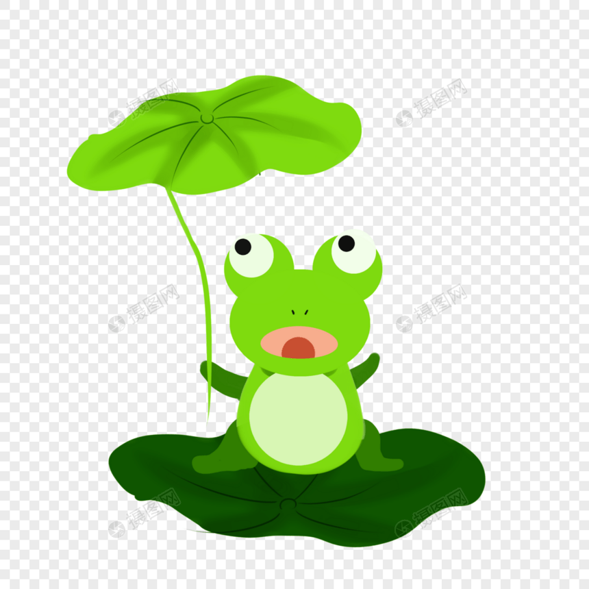 荷叶上打伞的青蛙图片
