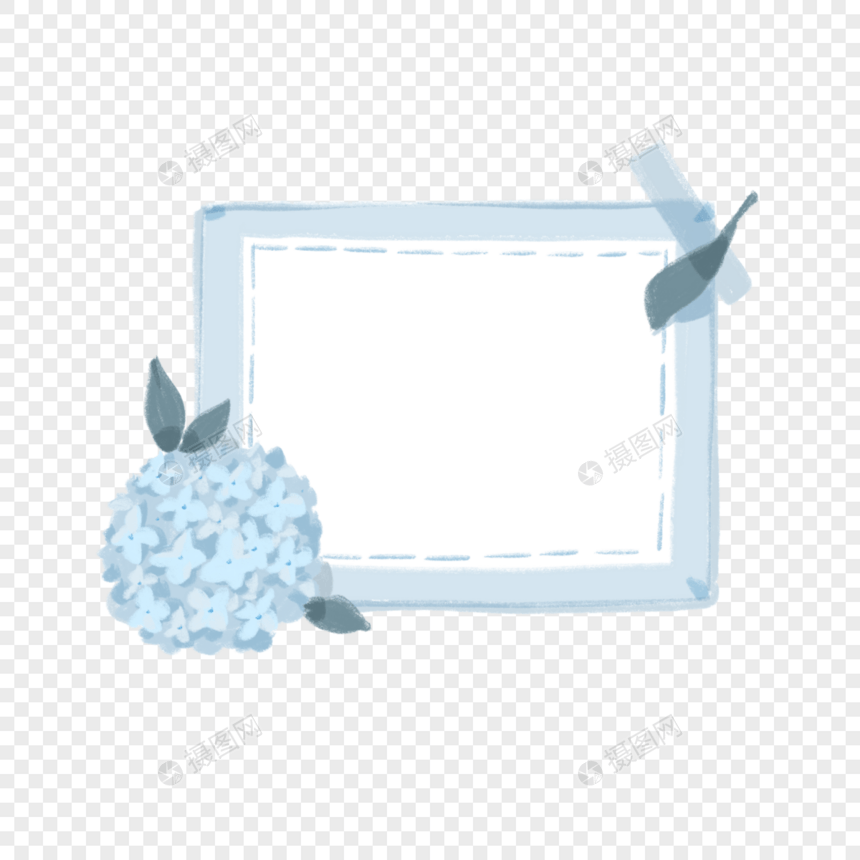夏日蓝色绣球花边框图片