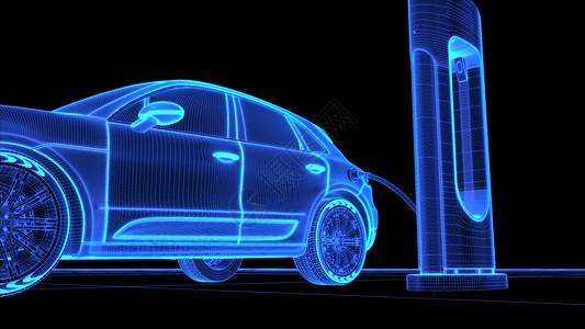 空间混合素材新能源汽车充电桩设计图片