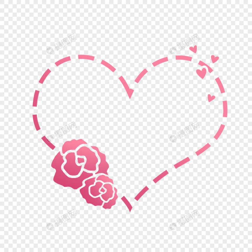 手绘卡通表白季玫瑰爱心边框图片