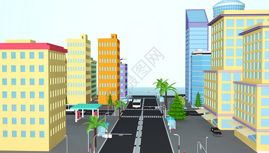 城市道路场景背景图片