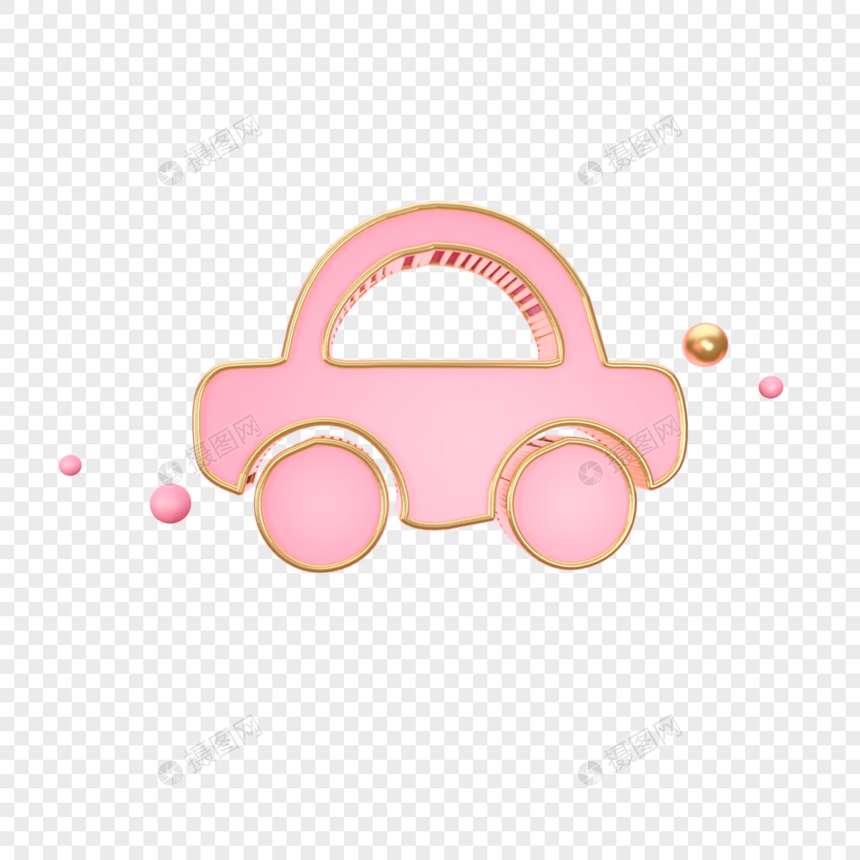 立体粉色汽车图标图片