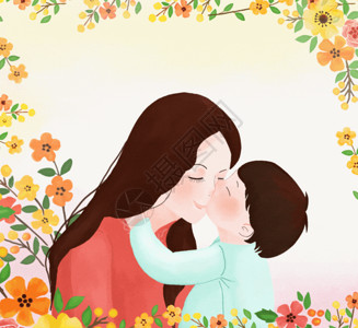 亲吻母亲的孩子母亲节GIF高清图片