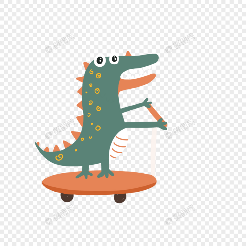 小鳄鱼玩滑板图片