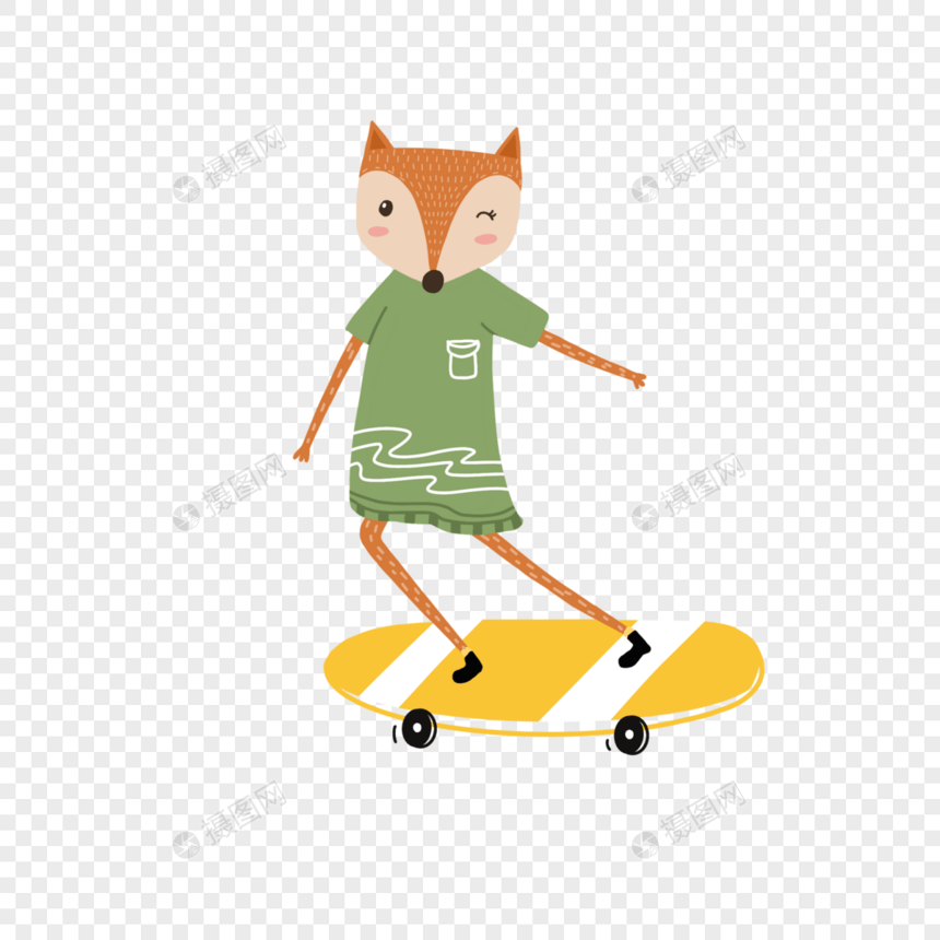 小狐狸玩滑板图片