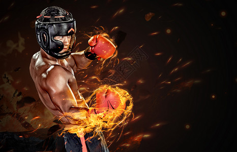 拳击运动宣传会烈焰拳击设计图片