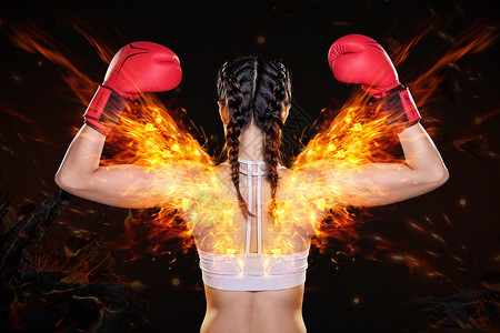女性害怕拳击手力量之美设计图片