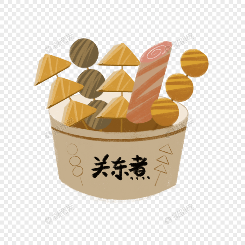 关东煮手绘插画图片