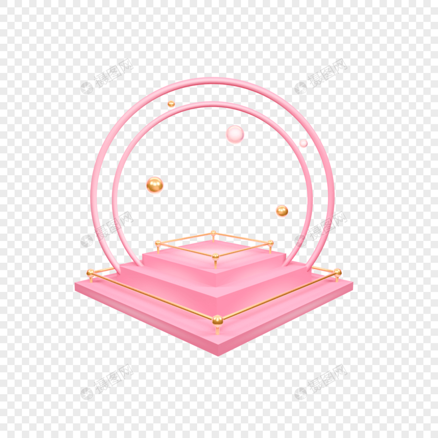 立体粉色圆圈方形舞台图片