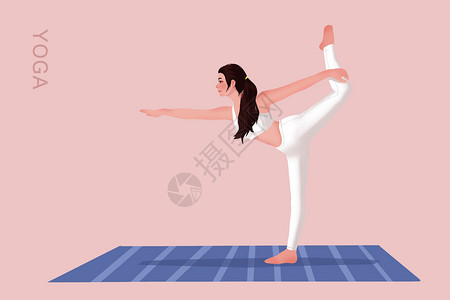 上瑜伽课健身瑜伽插画
