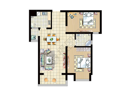 彩色平面图彩平两室一厅高清图片
