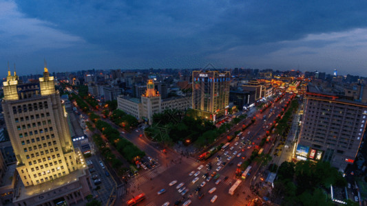 纽约街景夜景西安西华门GIF高清图片