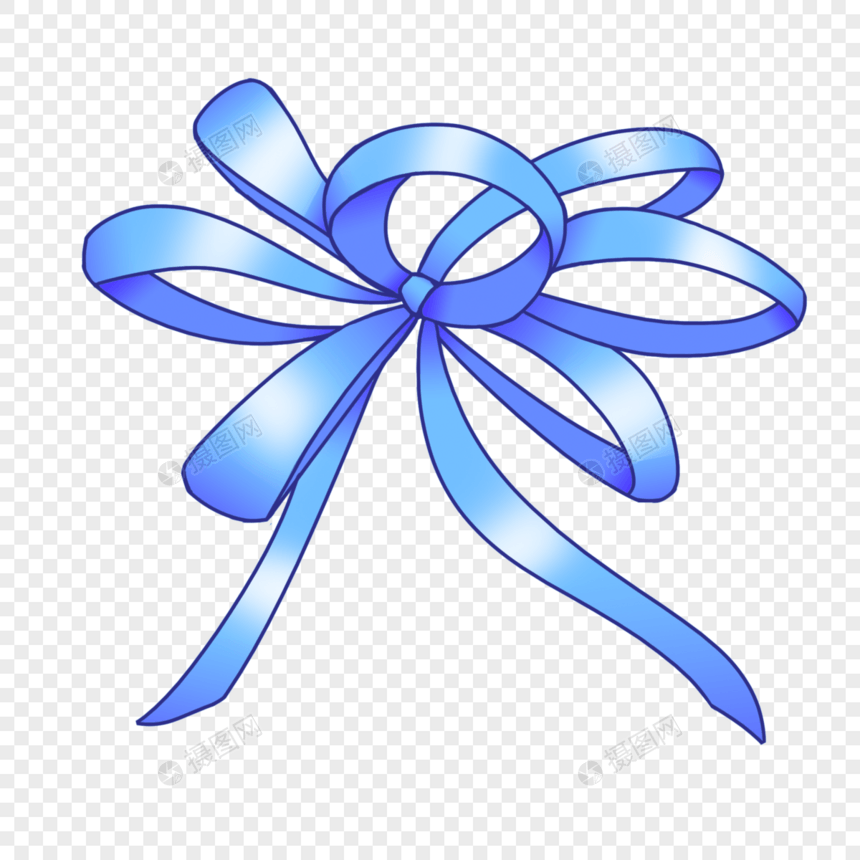 手绘卡通表白季创意蓝色丝带花图片