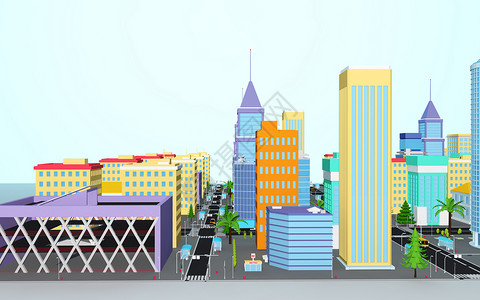 卡通城市场景背景图片