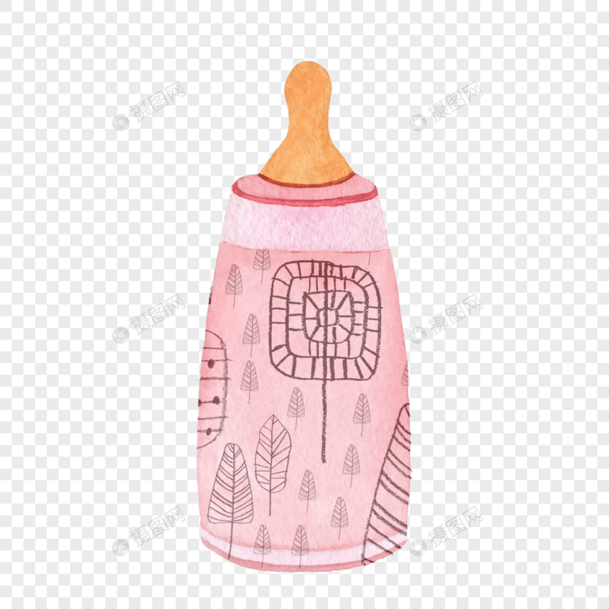 卡通手绘儿童用品可爱粉色奶瓶图片