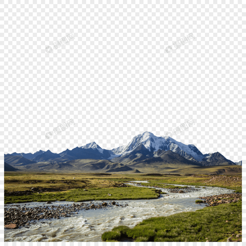 西藏高原上蜿蜒的河流与雪山图片