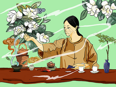 中国茶文化茶韵茶文化插画