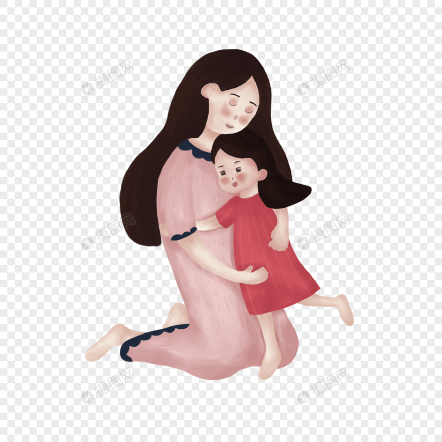 母亲节妈妈和女儿拥抱图片