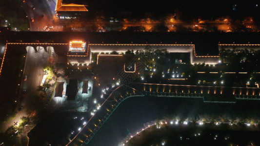 夜景俯拍古城夜景GIF高清图片