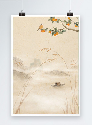 彩色花朵底纹复古中国风海报背景模板