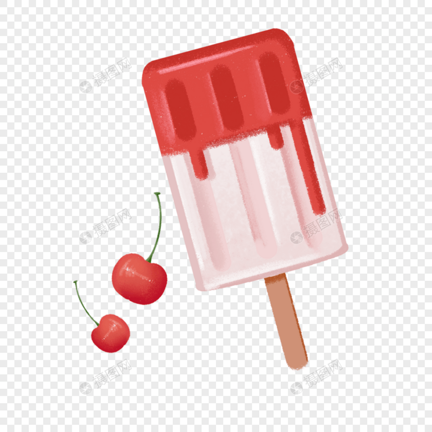 樱桃红色夏季清凉冰激凌夏日解暑神器雪糕图片