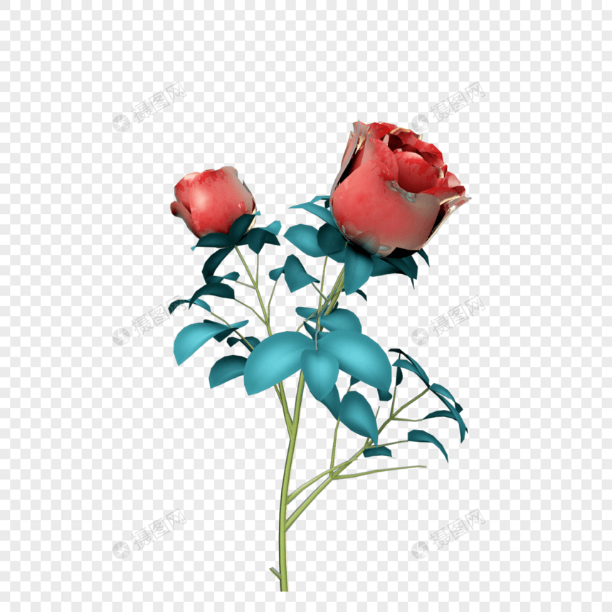 创意两朵红色玫瑰花图片