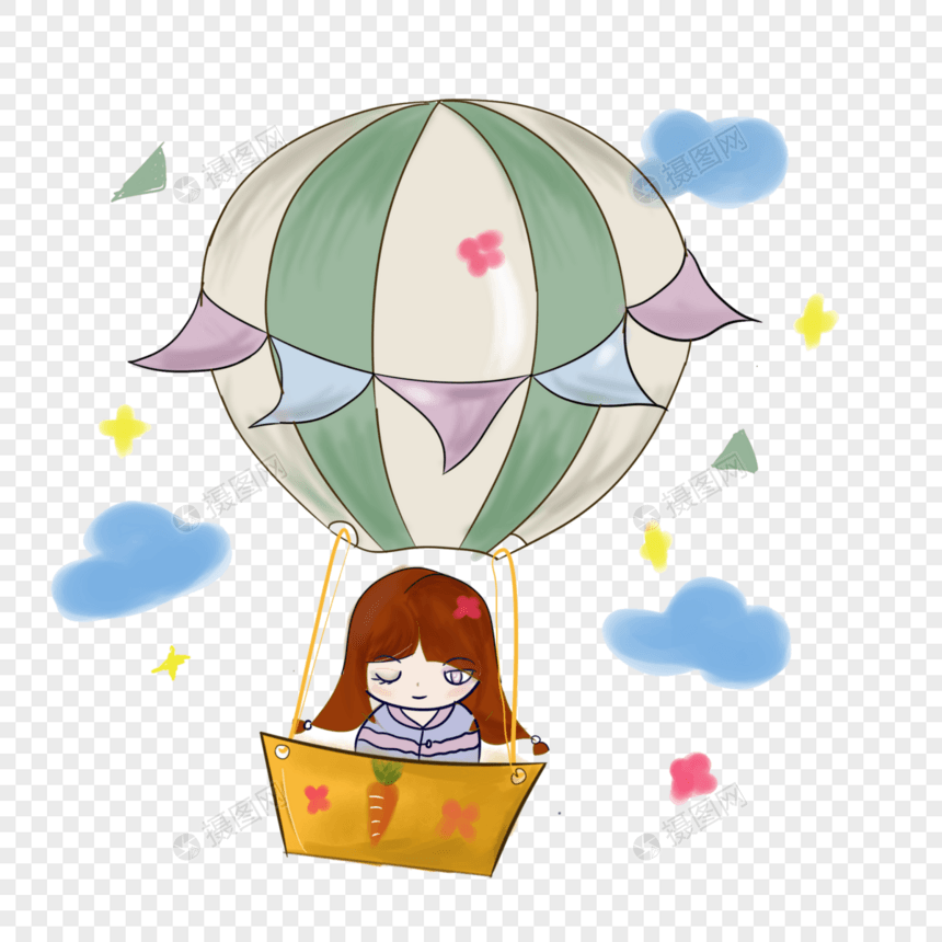 热气球上的小女孩图片