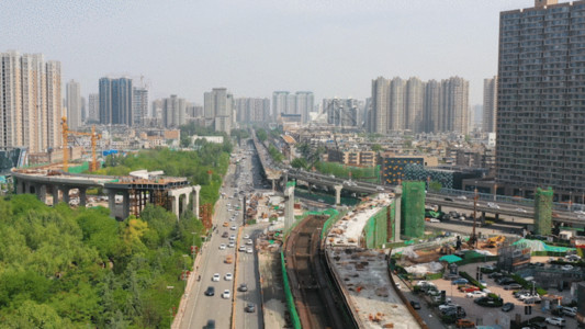 功能建设中城市建设高架桥4K航拍合集GIF高清图片