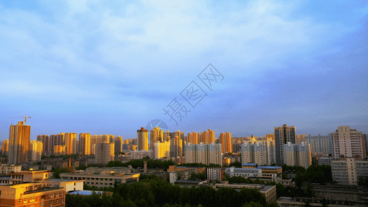 夕阳建筑城市延时GIF高清图片