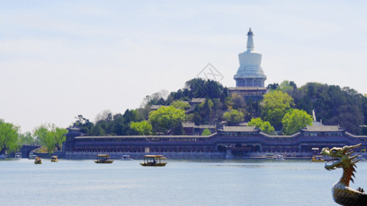 北京孔庙古建筑北海公园的春天GIF高清图片