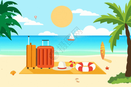 旅游卡通夏日沙滩度假GIF高清图片