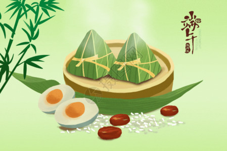 杏叶端午节吃粽子GIF高清图片