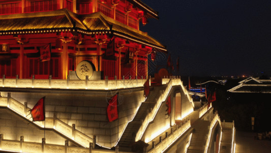 中国湖夜景灯塔GIF高清图片