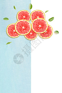 红色西柚水果清新水果背景设计图片