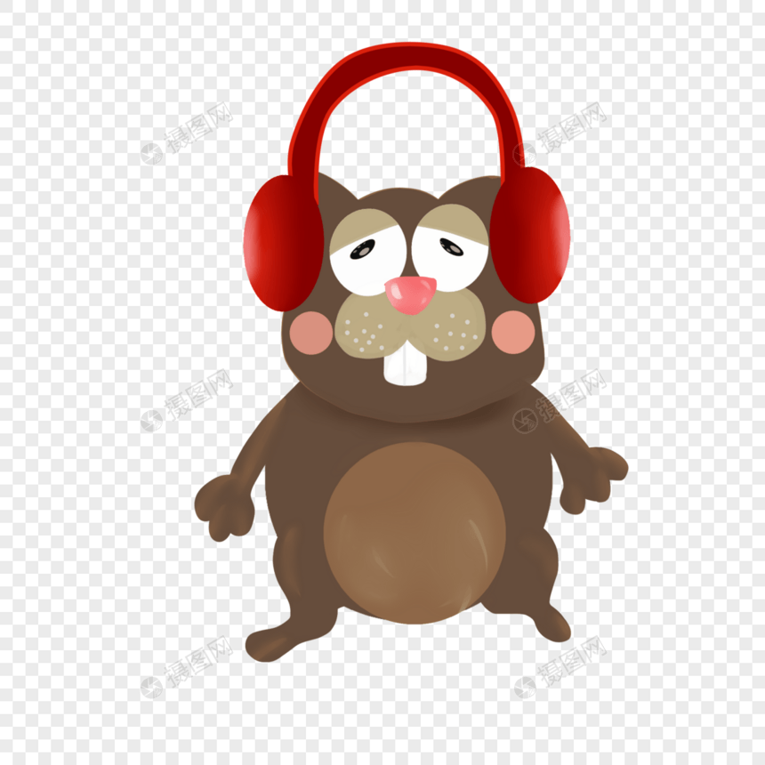 戴耳机听音乐的鼹鼠图片