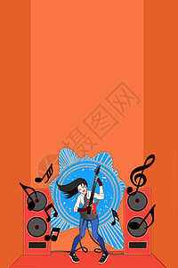 跳舞的女孩插画音乐节背景设计图片