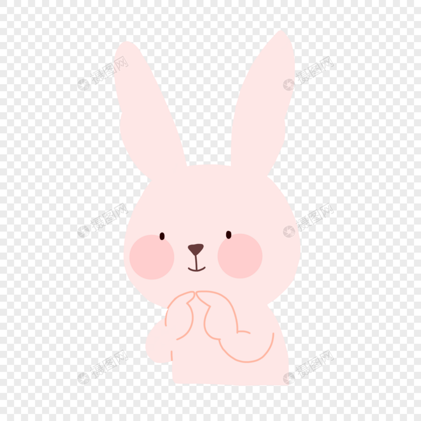 小兔子纠结戳手的表情图片
